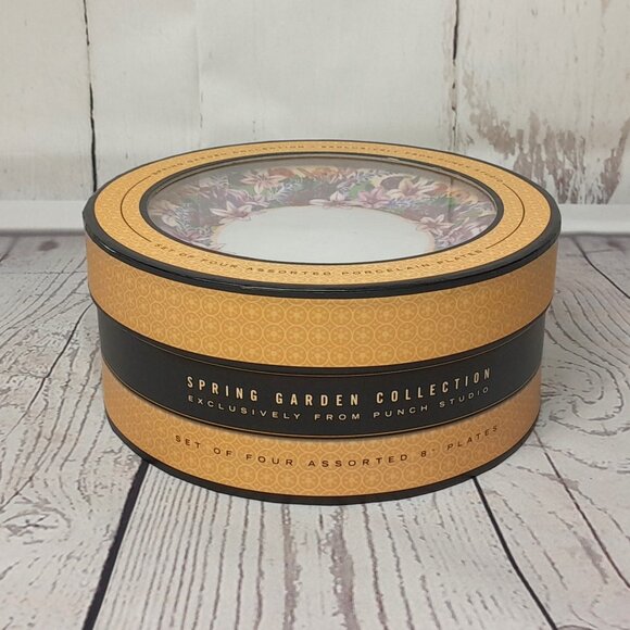 Floral 8" Salad Dessert Plate Set Of 4 Box Punch Studio Spring Garden Porcelain - Picture 14 of 14